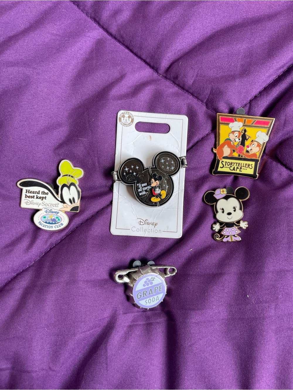 Disney Enamel Character Pin Set with Purple Accents